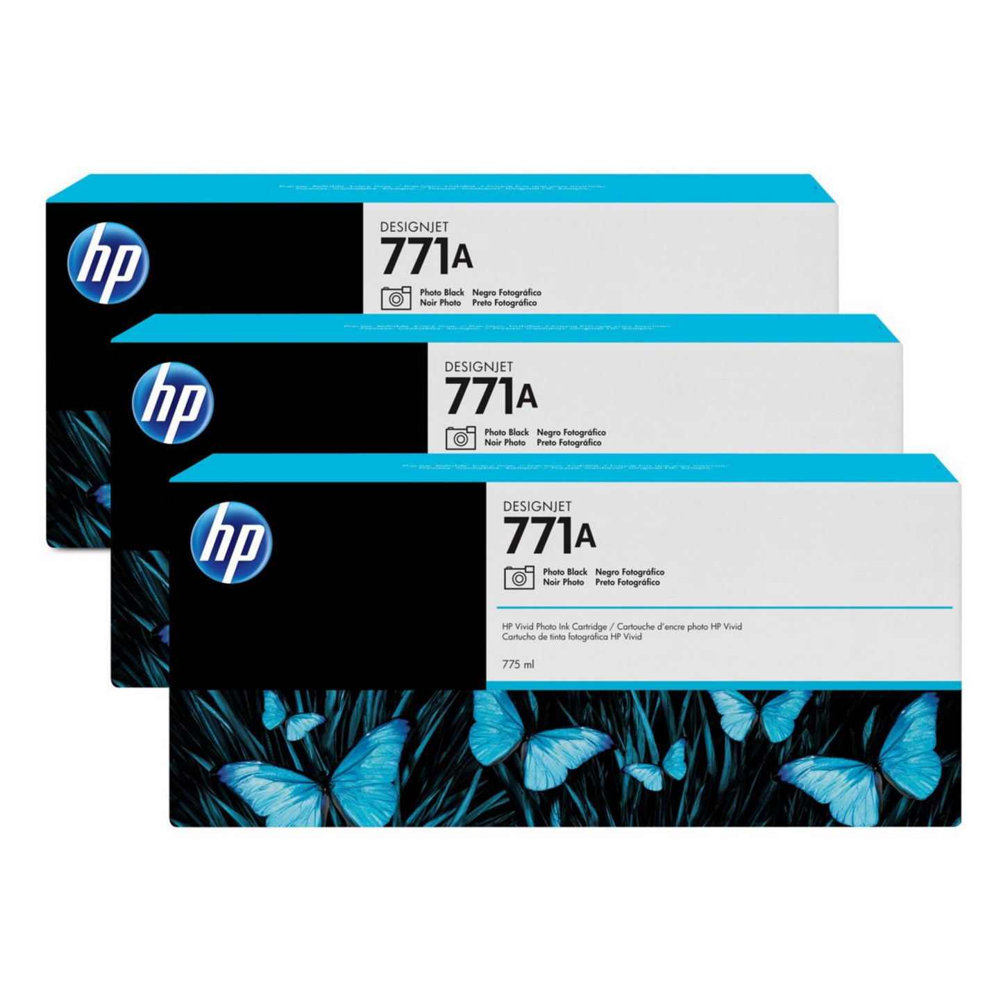 HP 771A CARTUCHO NEGRO FOTOGRAFICO TRI-PACK DESIGNJET 775ML B6Y45A