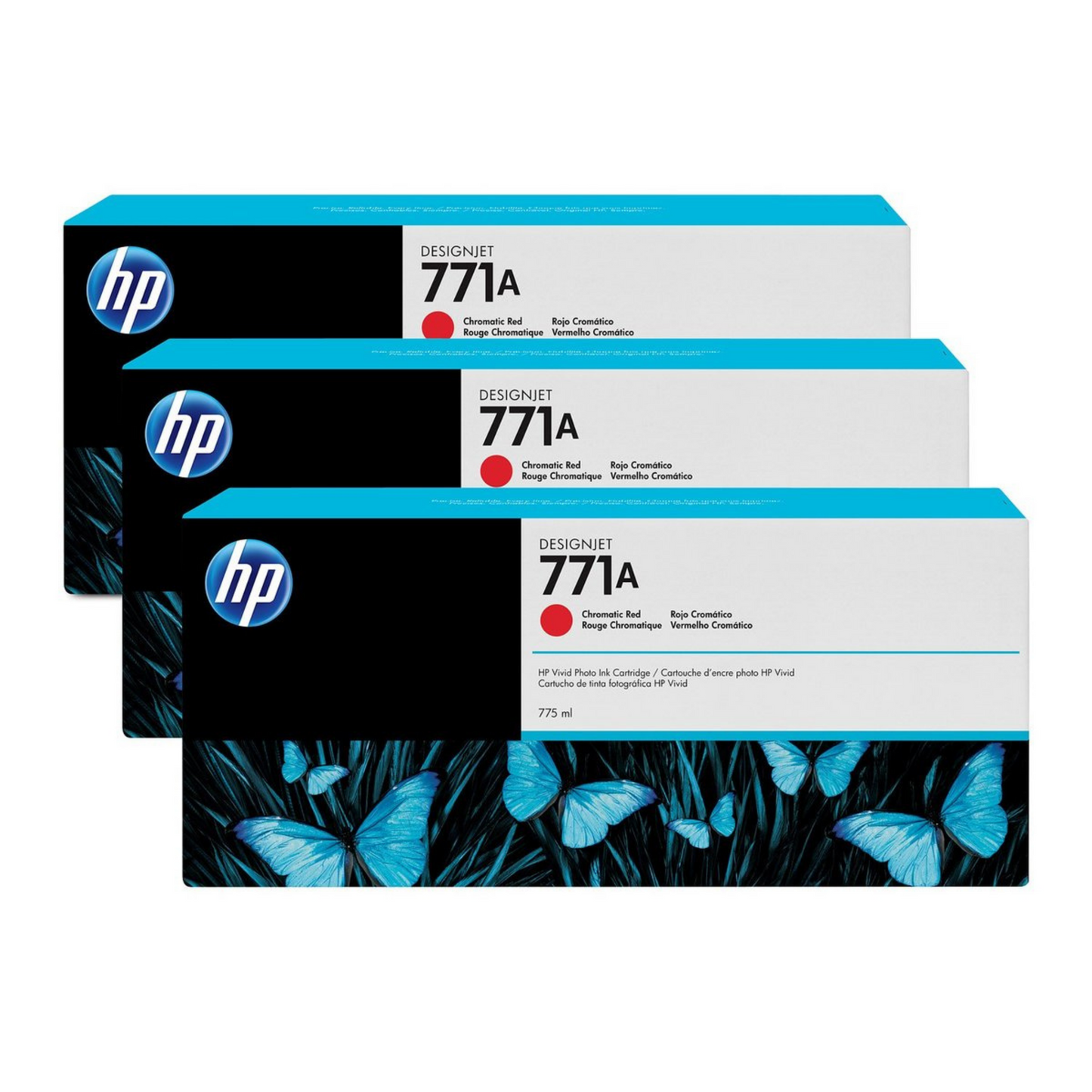 HP 771A CARTUCHO ROJO CROMATICO TRI-PACK DESIGNJET 775ML B6Y40A