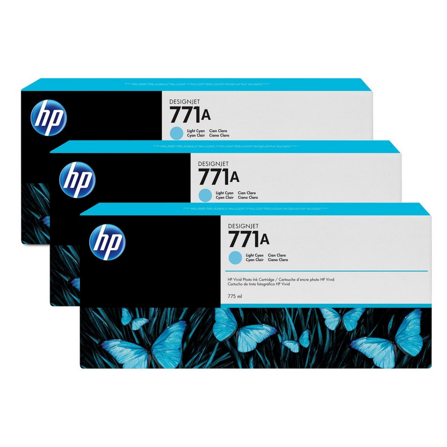 HP 771A CARTUCHO CIAN CLARO TRI-PACK DESIGNJET 775ML B6Y44A